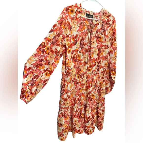 Suzanne Betro tie notch neck smock waist dress size XL - Picture 4 of 9